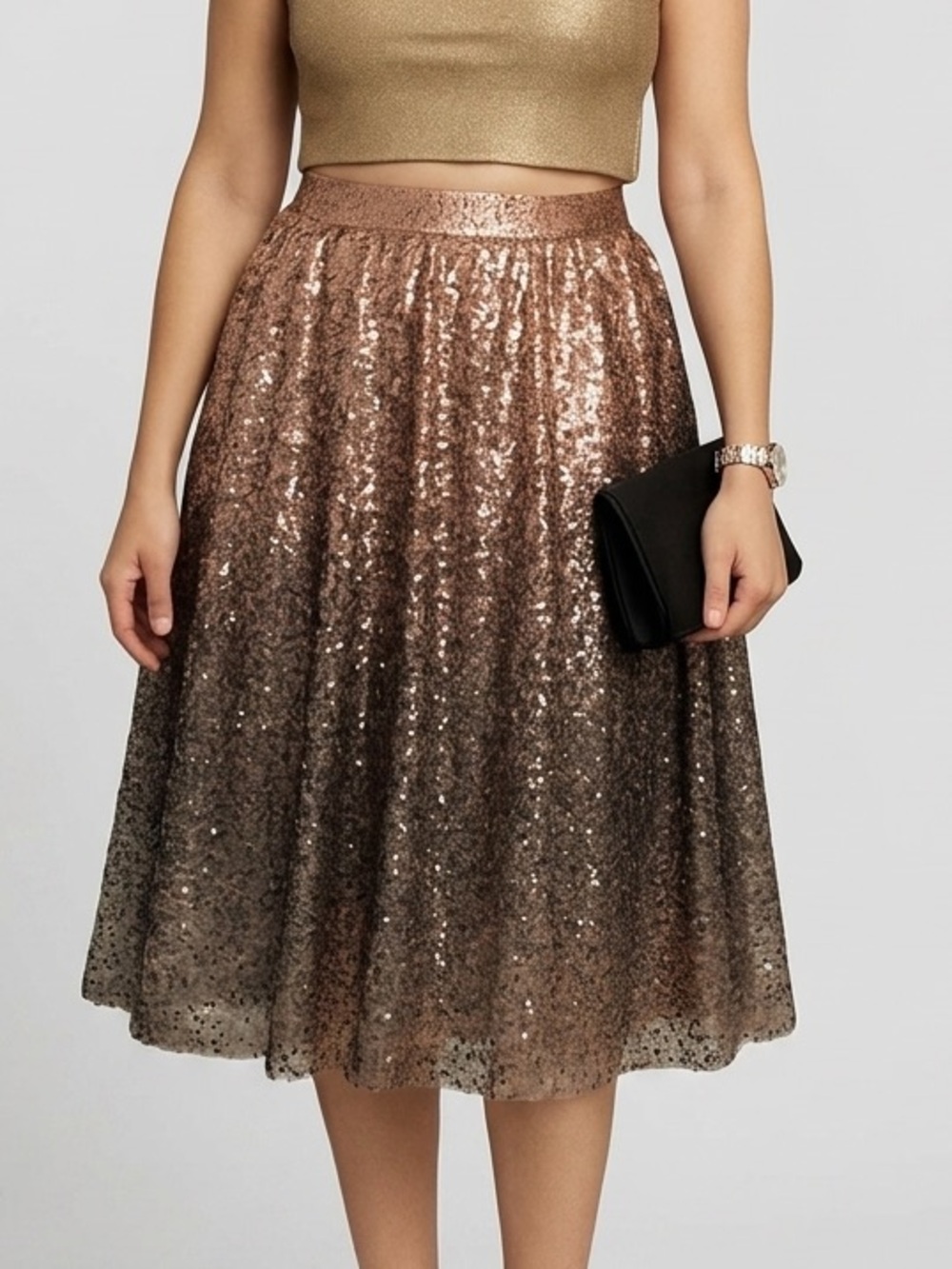 REITMANS ROCK N SHINE Sequin Ombre Skirt Petite Size 12